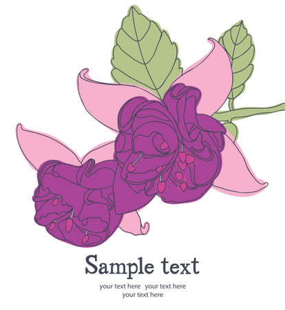 Purple flower with green leaves  のイラスト素材