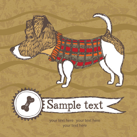 Small dog terrier card. Hand drawn.のイラスト素材