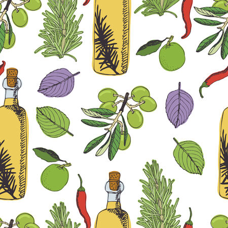 Olive oil pattern. のイラスト素材