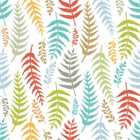 Fern colorful seamless background, hand-drawn sketchのイラスト素材