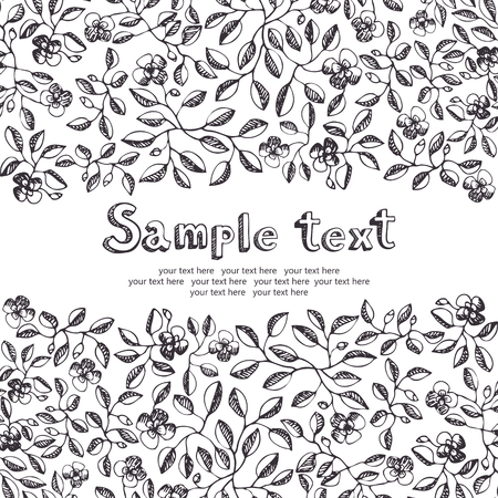 Flower and leaves invitation, design cardのイラスト素材