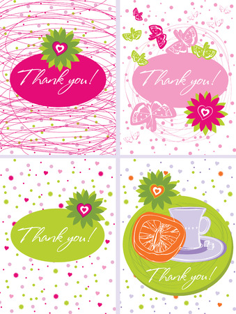 Four Thank you card, design setのイラスト素材