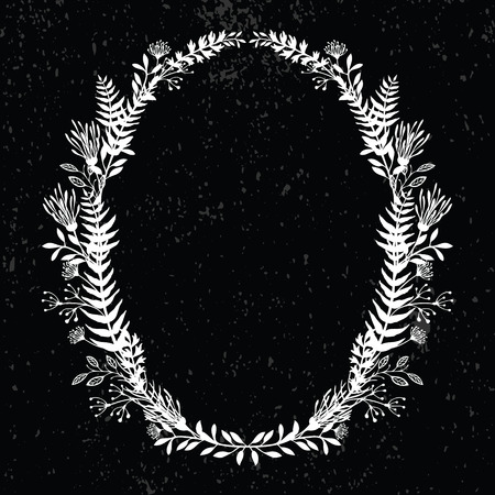 Decorative frame of white flowers on a dark backgroundのイラスト素材