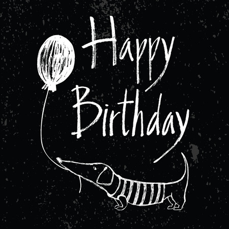 Happy birthday card with dog on the dark backgroundのイラスト素材