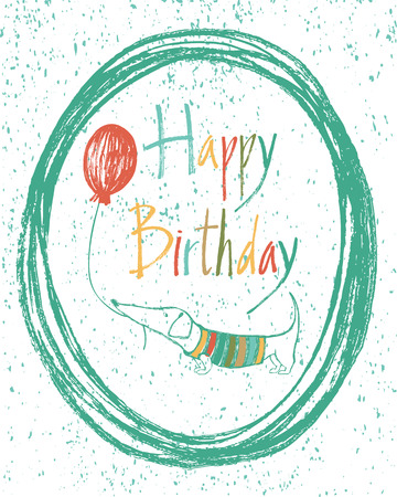Happy birthday party, design card with dogのイラスト素材