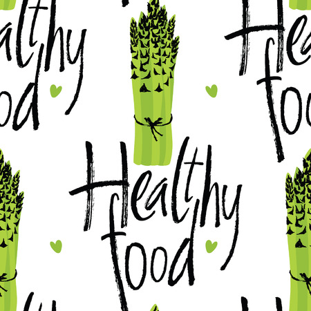 Healthy food pattern with asparagusのイラスト素材