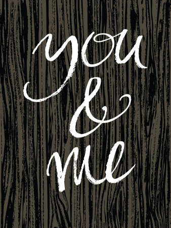 You&me design card on a dark wood backgroundのイラスト素材