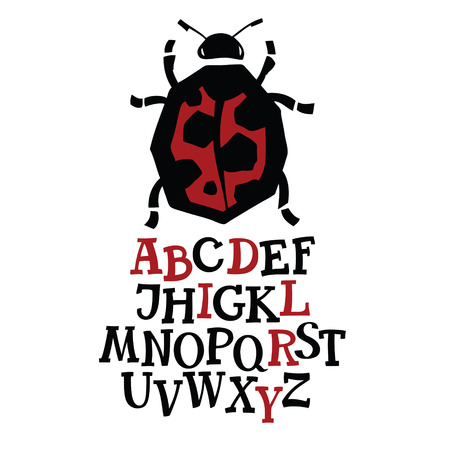 Ladybird font Alphabet with Ladybird iconのイラスト素材
