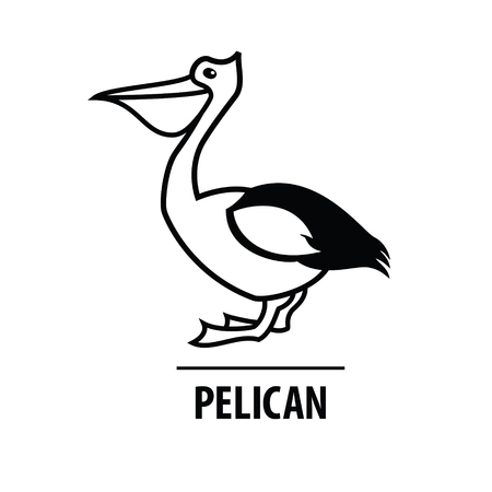 Vector line design icon. Line silhouette bird. Modern Logo design Pelicanのイラスト素材