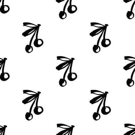Cherry pattern Brush sketch style Black colorのイラスト素材