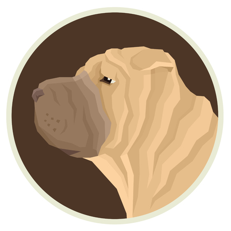 Dog collection Shar Pei Geometric style Avatar icon round setのイラスト素材