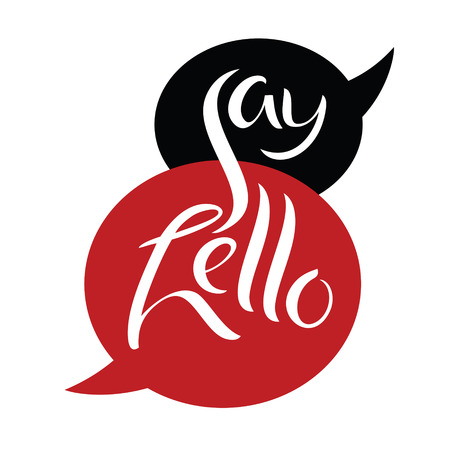 Say Hello Two message bubbles Hand lettering Vector illustration setのイラスト素材