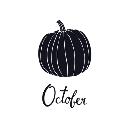 October Pumpkin halloween Hand lettering Isolated vector icon Design label and logotype setのイラスト素材