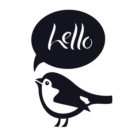Little bird Hello Isolated vector icon Symbol Design label and logotype setのイラスト素材