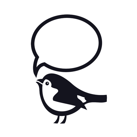 Little bird and message bubble Isolated vector icon Symbol Design label setのイラスト素材