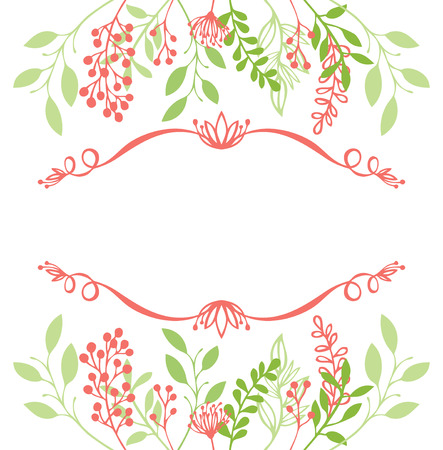 Floral frame Twigs and leaves design card Invitation setのイラスト素材