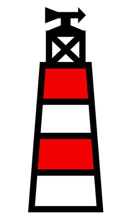 The red and white lighthouse Line icon Vector illustration Isolated object Outline symbol Linear pictogram setのイラスト素材