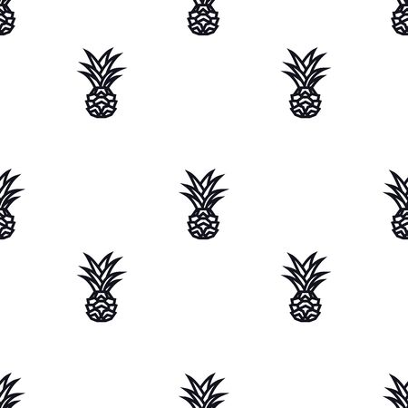 Pineapple Icon Black line Seamless pattern setのイラスト素材