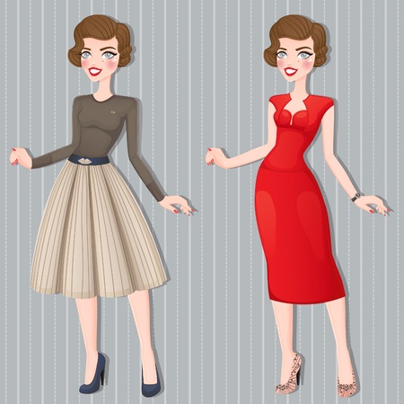 Retro girl in business attire のイラスト素材
