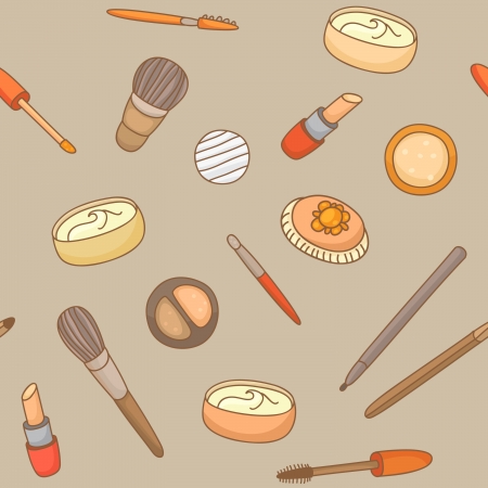 Hand drawn pattern with cosmeticsのイラスト素材