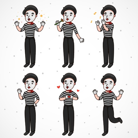 Mime (set): wizard, romantic, musician, optimist, lover, happyのイラスト素材