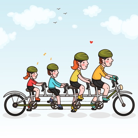 Family cyclingのイラスト素材