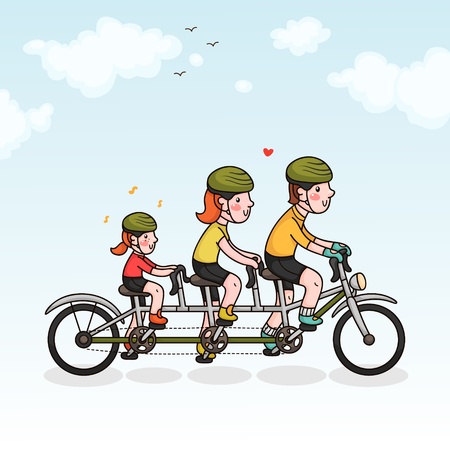 Family cycling  parents and daughterのイラスト素材