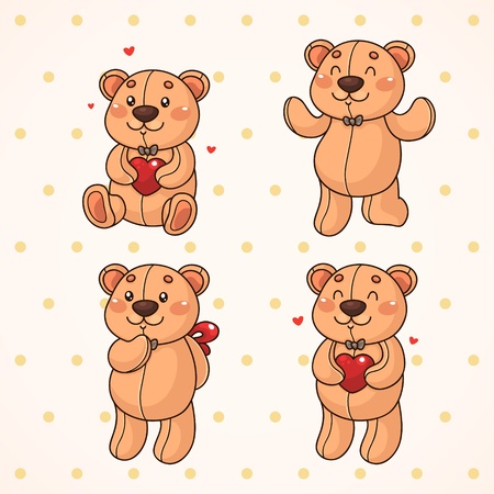 Cute teddy bear  Set のイラスト素材