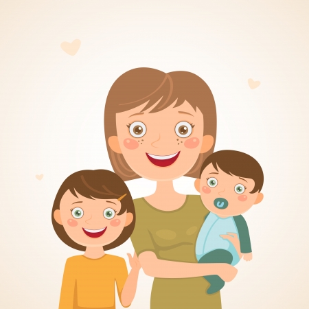 Mother with children  Happy familyのイラスト素材