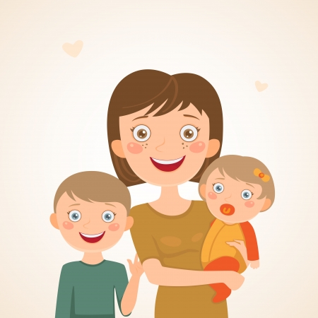 Mother with children  Happy family のイラスト素材