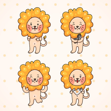 Cute lion, setのイラスト素材