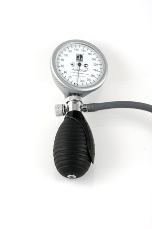 Sphygmomanometer on white backgroundの写真素材