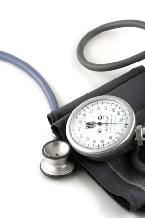 Sphygmomanometer on white backgroundの写真素材