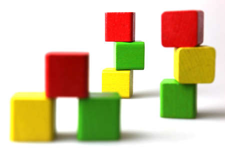 Colorful wooden blocks on white background