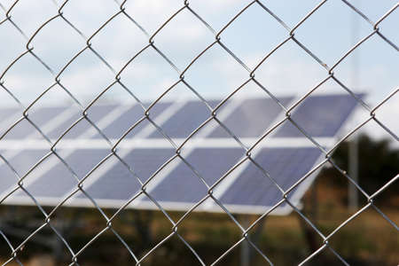 Solar panels at a solar power plant.の写真素材