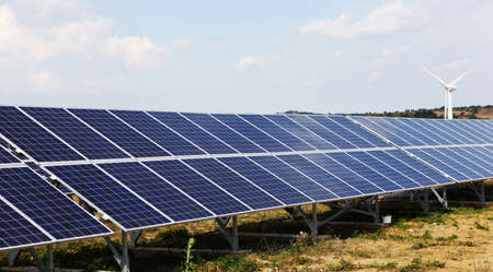 Solar panels at a solar power plant.