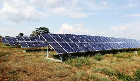Solar panels at a solar power plant.