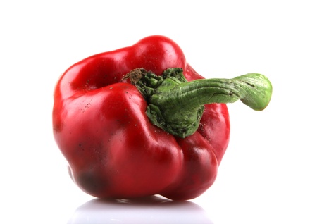 Red chilli peppers on white background.の写真素材