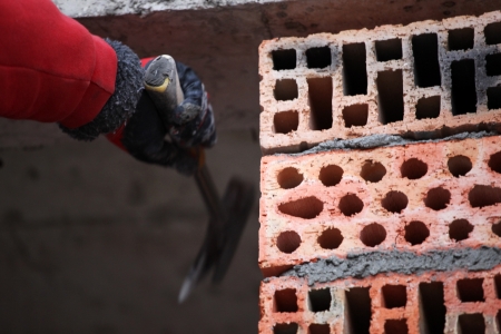 construction mason worker bricklayer.の写真素材