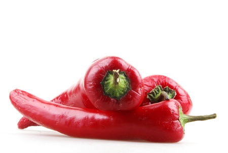 red hot chili pepper isolated on a white background.の写真素材