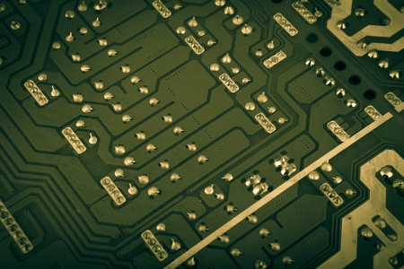 computer board with chips and componentsの写真素材
