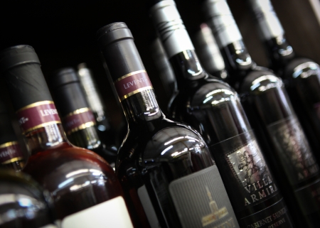 Alcoholic beverages in bottlesのeditorial素材