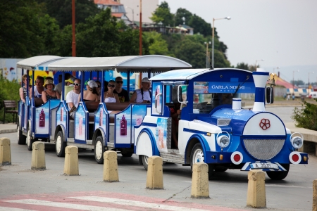Nesebar, Bulgaria - 06/23/2013: People visit Old Town on June 23, 2013 day of Nessebar, Bulgaria. Nessebar in 1956 was declared as museum cityのeditorial素材