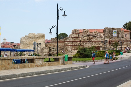 Nesebar, Bulgaria - 06/23/2013: People visit Old Town on June 23, 2013 day of Nessebar, Bulgariaのeditorial素材
