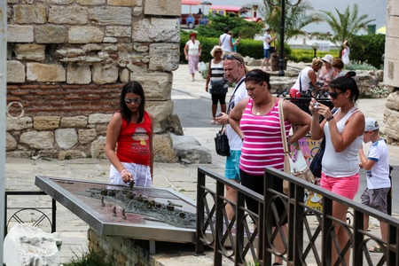 Nesebar, Bulgaria - 06/23/2013: People visit Old Town on June 23, 2013 day of Nessebar, Bulgariaのeditorial素材