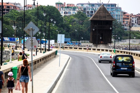 Nesebar, Bulgaria - 06/23/2013: People visit Old Town on June 23, 2013 day of Nessebar, Bulgariaのeditorial素材