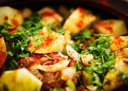 A mutton stew with mixed vegetables.の写真素材