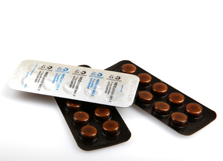 AYTOS, BULGARIA - JANUARY 21, 2014: Amlodipine is a long-acting calcium channel blocker of the dihydropyridine (DHP) class used as an antihypertensive and in the treatment of angina pectoris.のeditorial素材