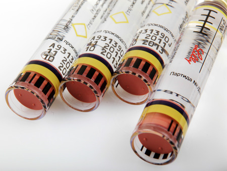 AYTOS, BULGARIA - MARCH 14, 2014: Insulin is a peptide hormone, produced by beta cells in the pancreas, and is central to regulating carbohydrate and fat metabolism in the body.のeditorial素材