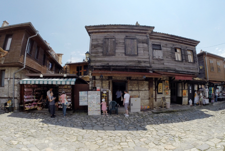 NESSEBAR, BULGARIA - JUNE 16: People visit Old Town on June 16, 2014 in Nessebar, Bulgaria.のeditorial素材